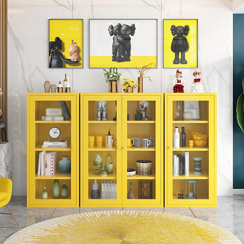 Steel Dining Room Sideboard Cabinet Modern Server Cabinet with Storage and Two Doors