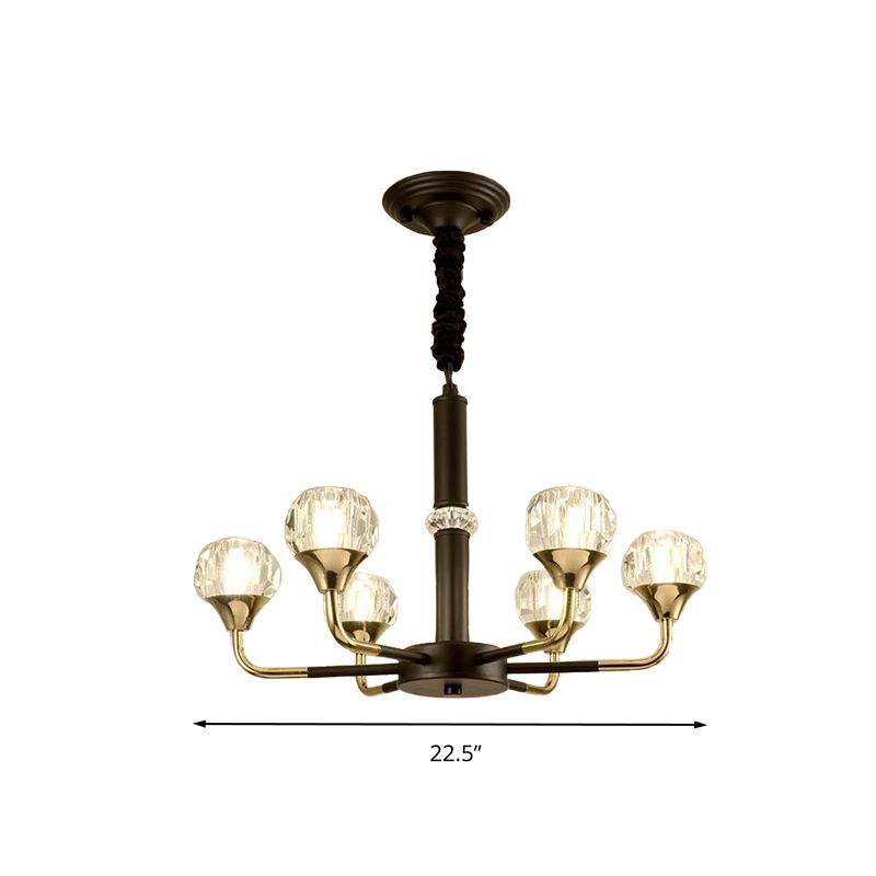 Globe Pendant Chandelier Modernist Beveled Crystal 6/8/10 Bulbs Brass Ceiling Hanging Light, 22.5"/26"/30" Wide