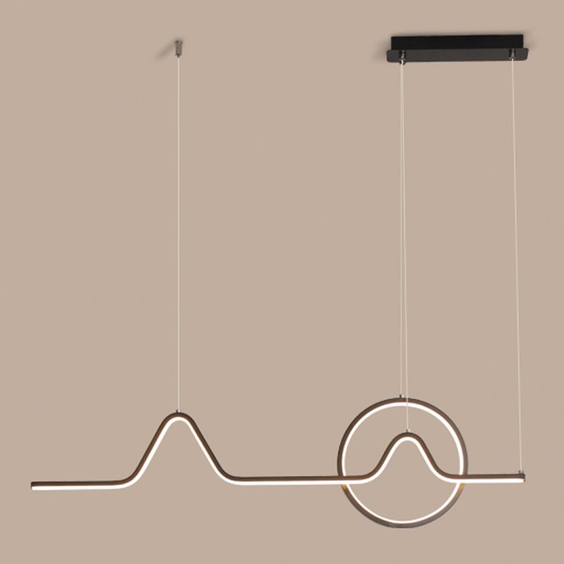 Moderner Stil linearer Form Island Leuchten Metall Zwei Lichtheizenbeleuchtung