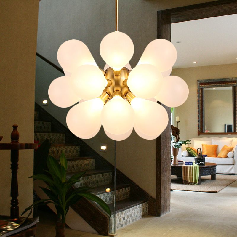 Bubbel plafond kroonluchter modernisme wit/roze/blauwe glazen led woonkamer hangende lichtkit