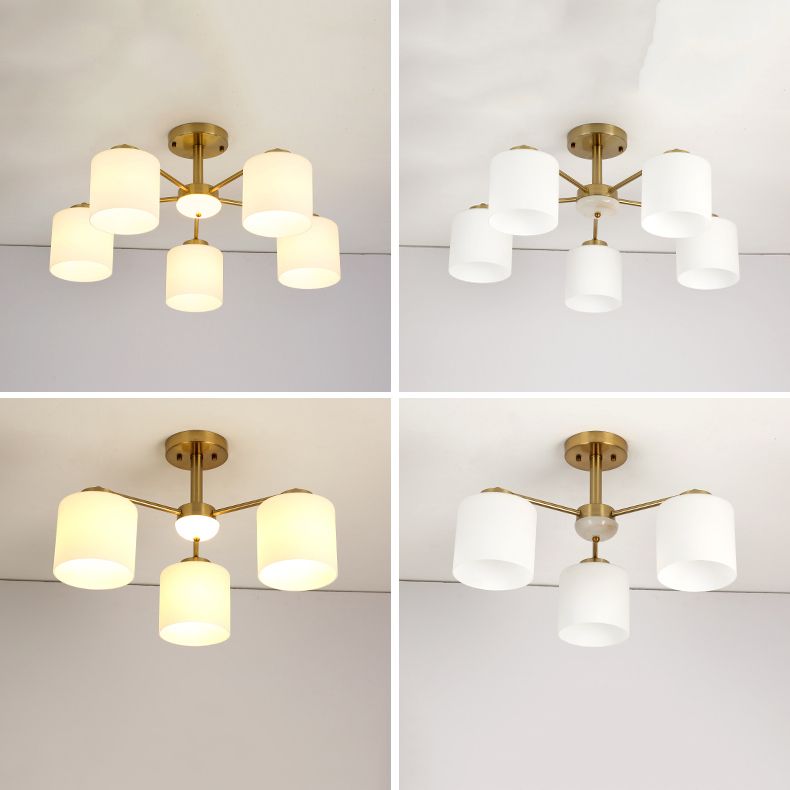 Luces de montaje de semi rascijada de estilo modernista Cilíndrico Cilindro de lámpara de techo de vidrio en oro