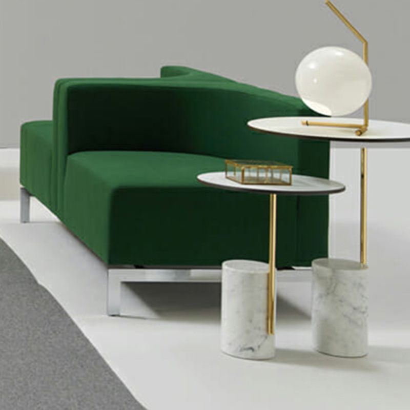 Contemporary Pedestal End Table Round Glass Top Side End Table