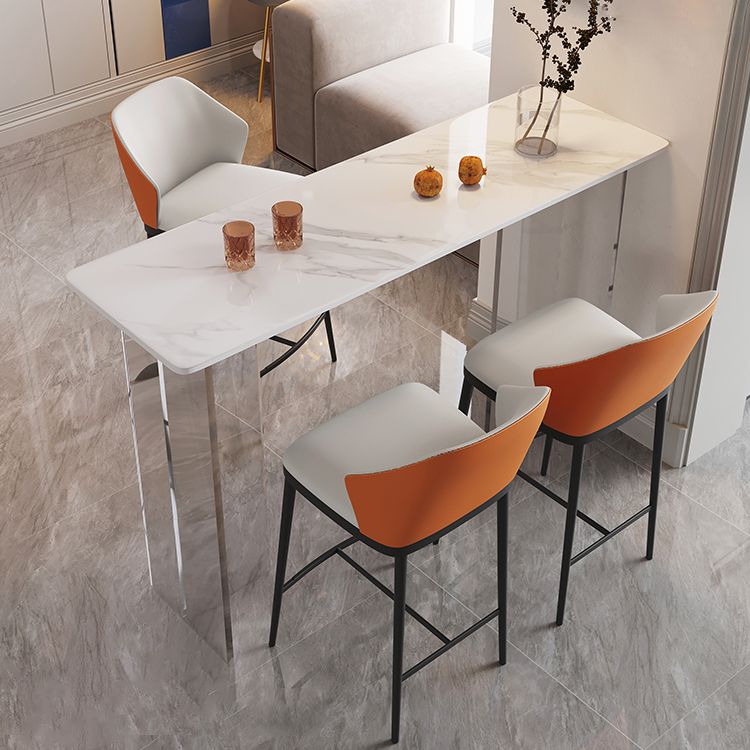 Contemporary Style Stone Bar Table Rectangle Bistro Pub Table