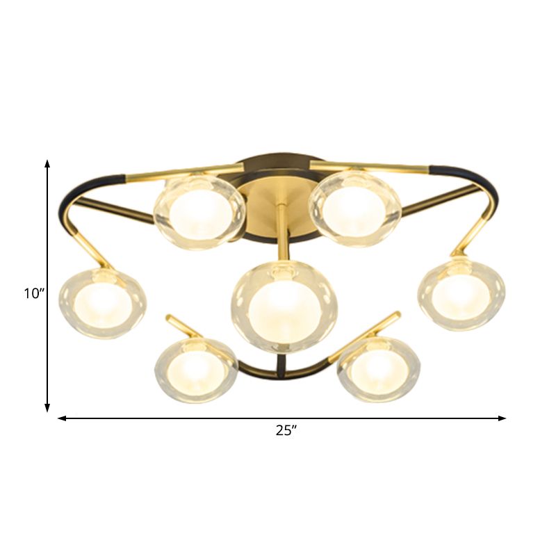 Black Multiple Rod Semi Flush Mount moderniste Multi Lights LED METAL METAL MONT MOURT LAMPE AVEC CHEMIN BALLE VIE