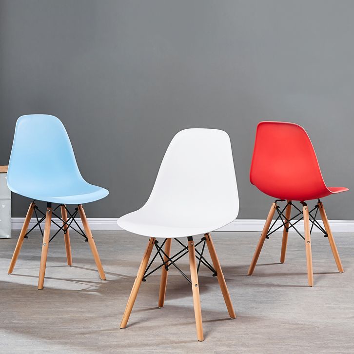 Contemporary Style Plastic Dining Chair Home Side Solid Back Chair for Kitchen