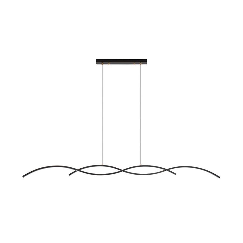 Minimalism LED Island Light Fixture Waves Copper Hanging Lamp for Dining Room