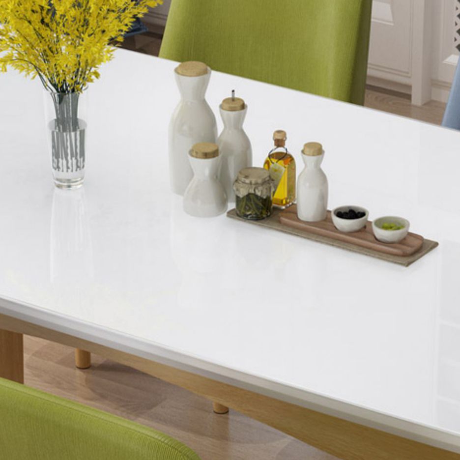 Modern Sintered Stone Table Set of 5/7 with Rectangle Table Dining Set with Leather Chairs