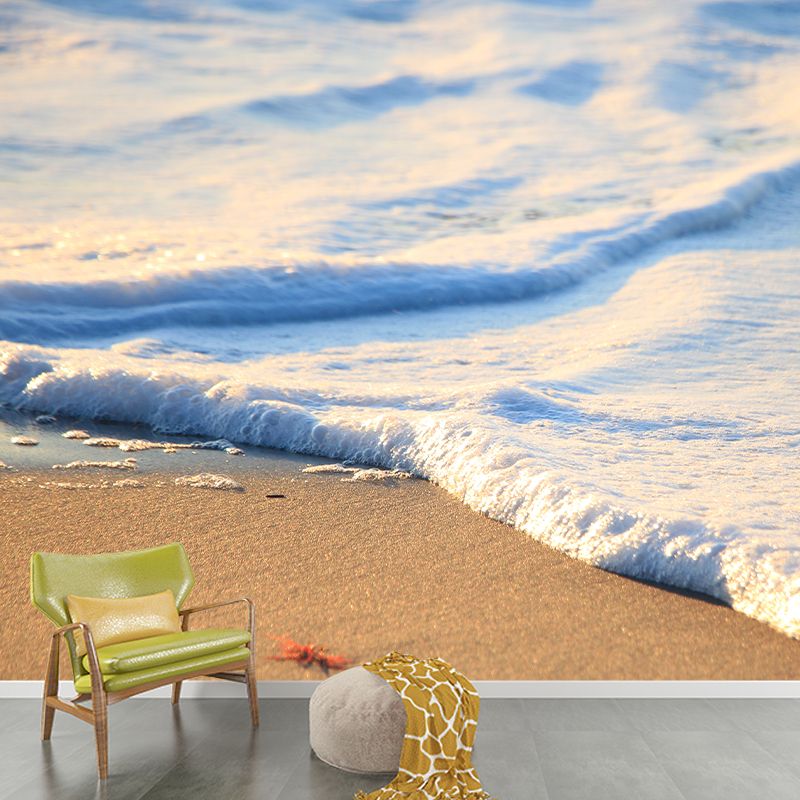 Sandy Beach Mural Wallpaper Moisture Resistant for Sleeping Room, Personalized Size Available
