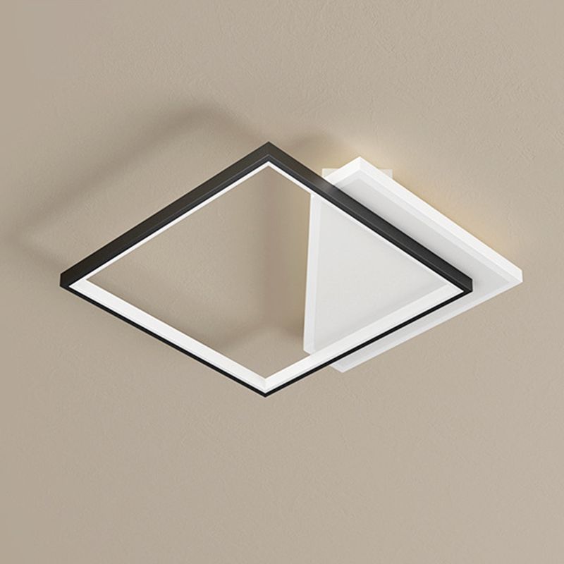Plafonnier encastré géométrique en métal, LED moderne, proche du plafonnier, noir et blanc