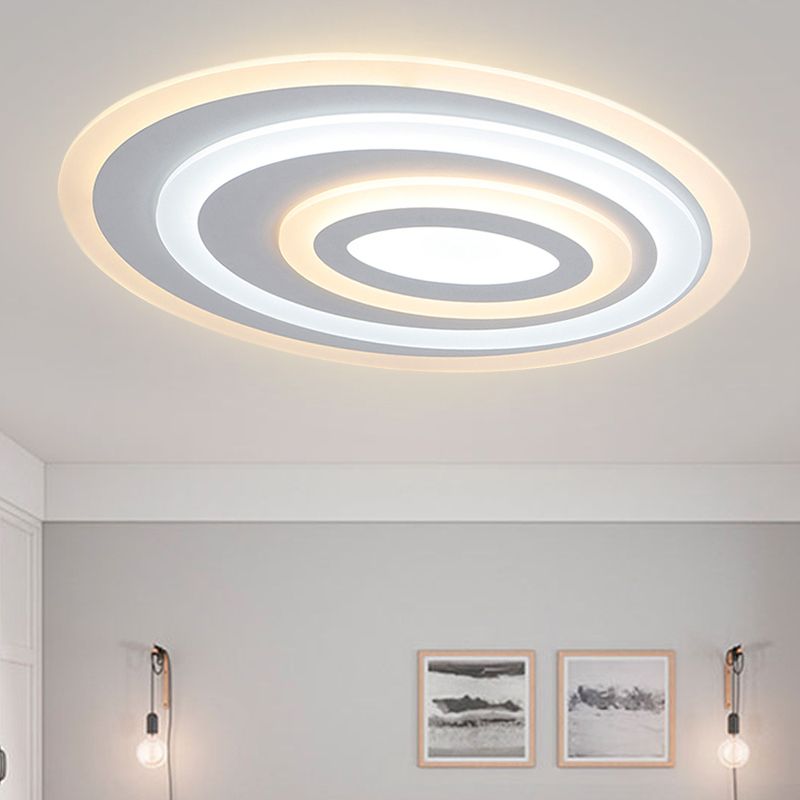 16"/19.5/25.5" Wide Oval Acrylic Flush Lamp Contemporary LED White Flush Mount Ceiling Fixture in Warm/White Light