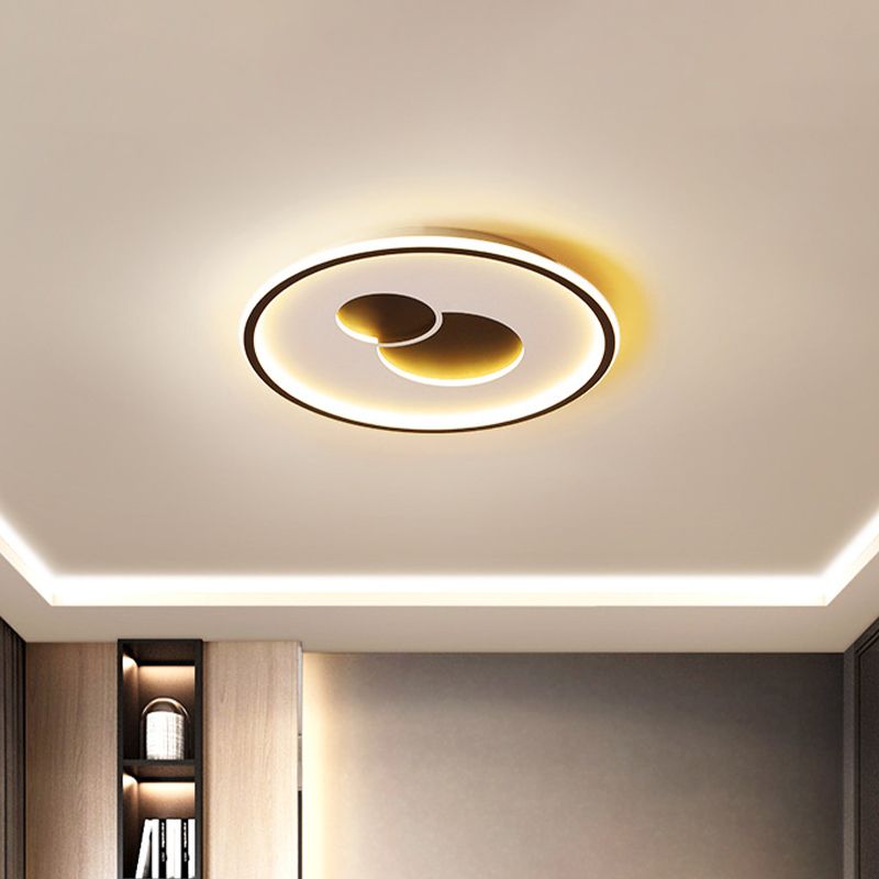16"/19.5" Dia Circular LED Flushmount Simplicity Acrylic Bedroom Close to Ceiling Light in Black/Gold