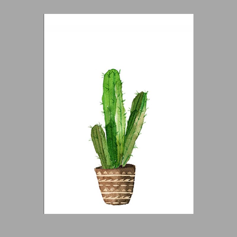 Textured Pot Plant Art Print Canvas Farmhouse Wall Decor for House Interior, Green