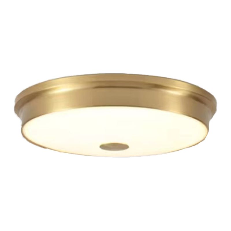 Modern Metal Ceiling Light Circle Shape Flush Mount with Glass Shade for Living Room
