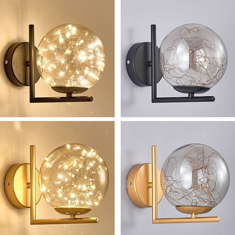 Globe Wall Sconce Gypsophila Style Glass Sconce Wall Light for Bedroom