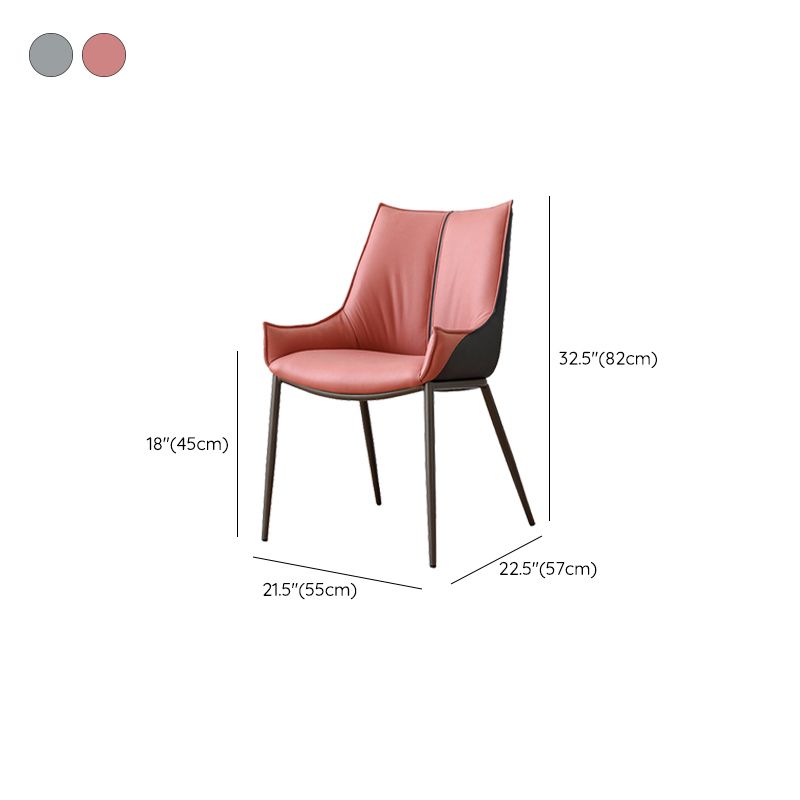 Contemporary Faux Leather Dining Chairs Arm Side Chairs with Metal Legs for Kitchen