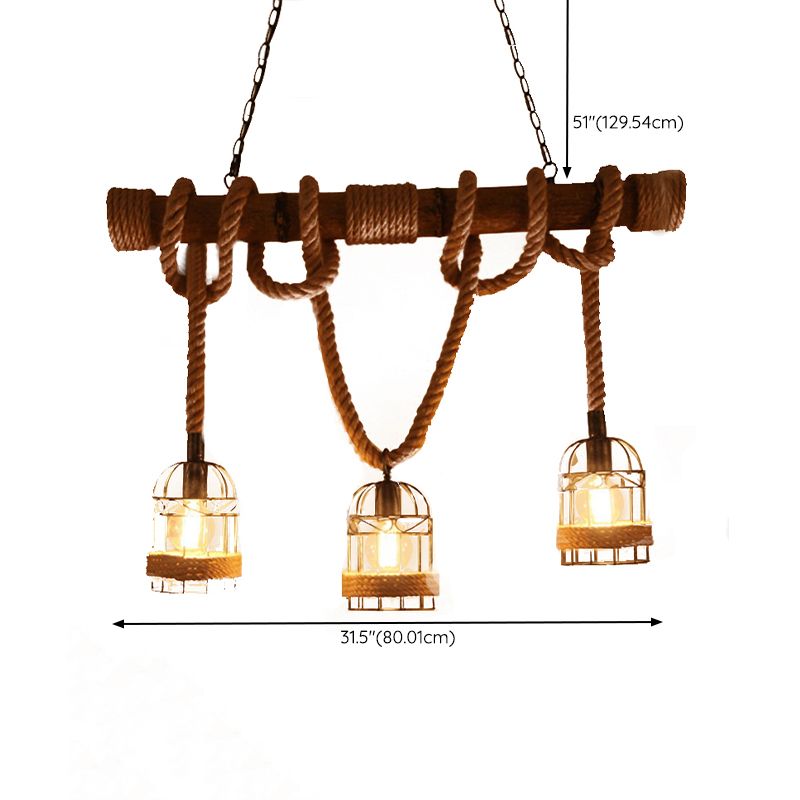 Rope Island Pendant Industrial Style Island Light Fixtures for Living Room
