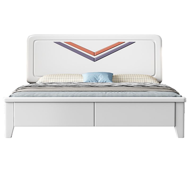 Contemporary Standard Bed Solid Wood Panel Bed with Headboard