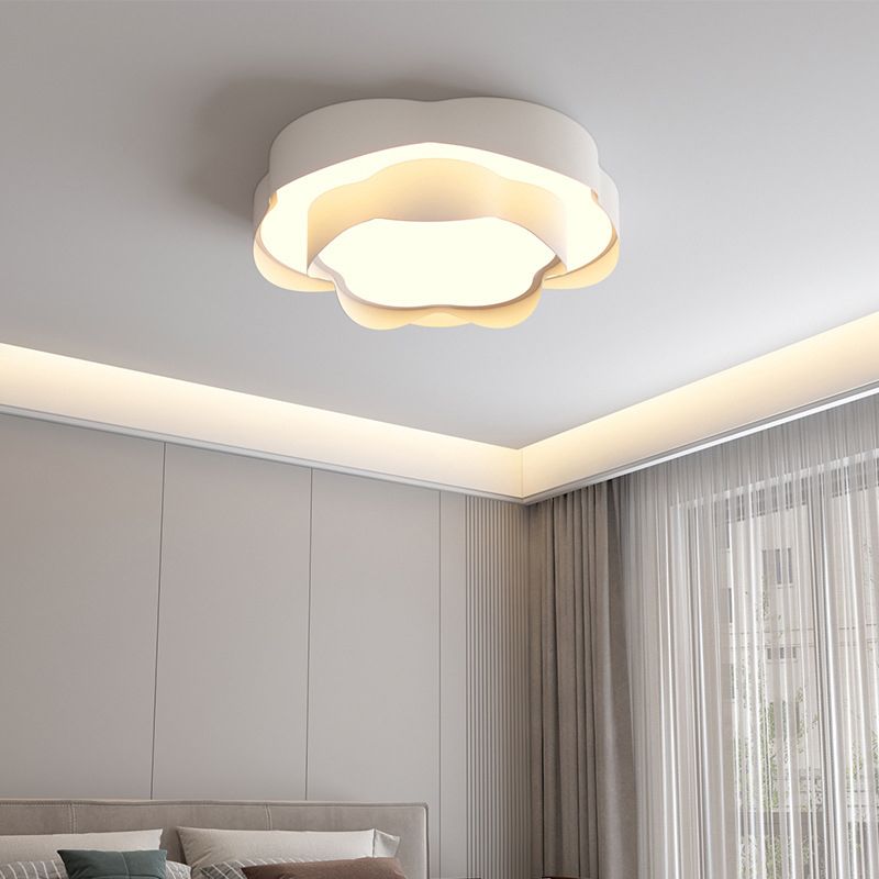 Modernism Flush Mount 2-Tier Ceiling Mounted Fixture in White for Bedroom