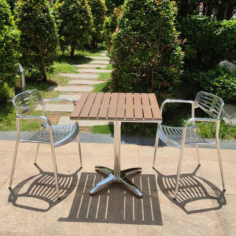 Modern Armchair Metal Stacking Outdoors Dining Chairs with Arm