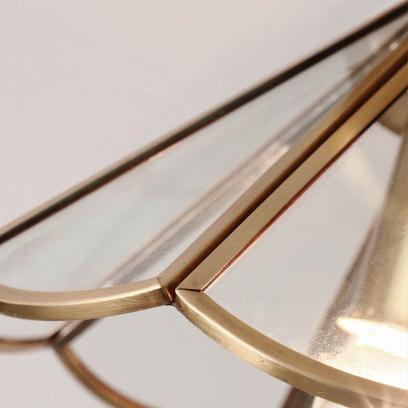 Colonial Scalloped Flush Mount Light Frosted Glass Brass Flush Mount Ceiling Lamp