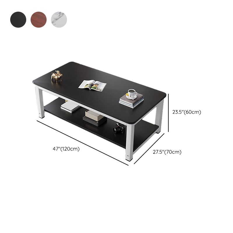 Round Wooden Coffee or End Table Iron Pedestal Base with Storage