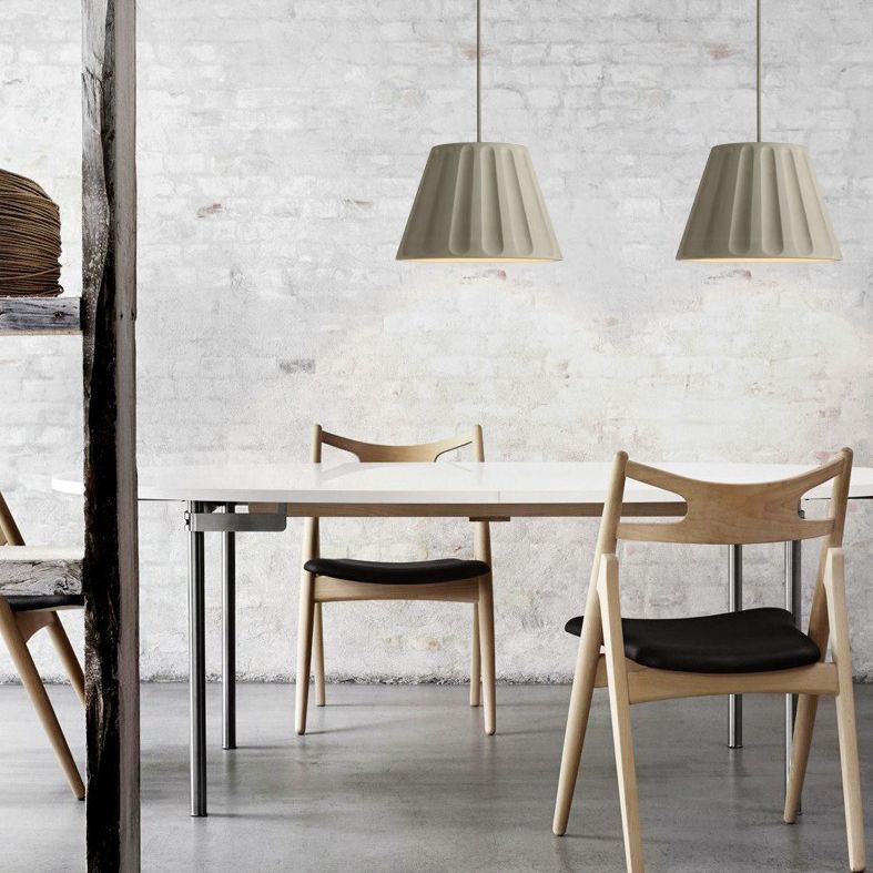 Cement Shaded Suspension Lighting Nordic 1 Head Grey Pendant Light for Dining Room