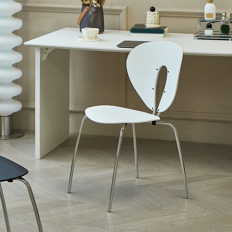 Modern Open Back Plastic Dining Room Silver Leg Dining Chair