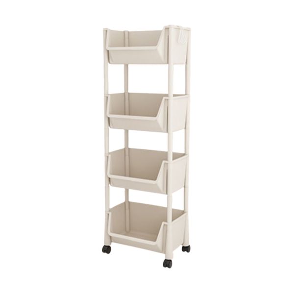 Contemporary Plastic Bookshelf White Standard Shelf Bookcase for Study Room