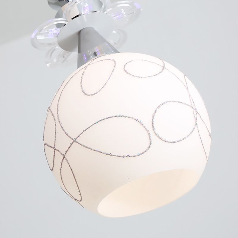 Witglas schaduw 3 lichten hanglampverlichting moderne chroom afwerking plafondarmatuur voor eetkamer