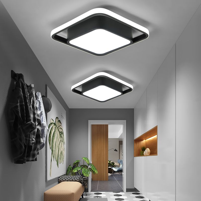 Plafonnier LED noir et blanc avec abat-jour en acrylique, plafonnier moderne