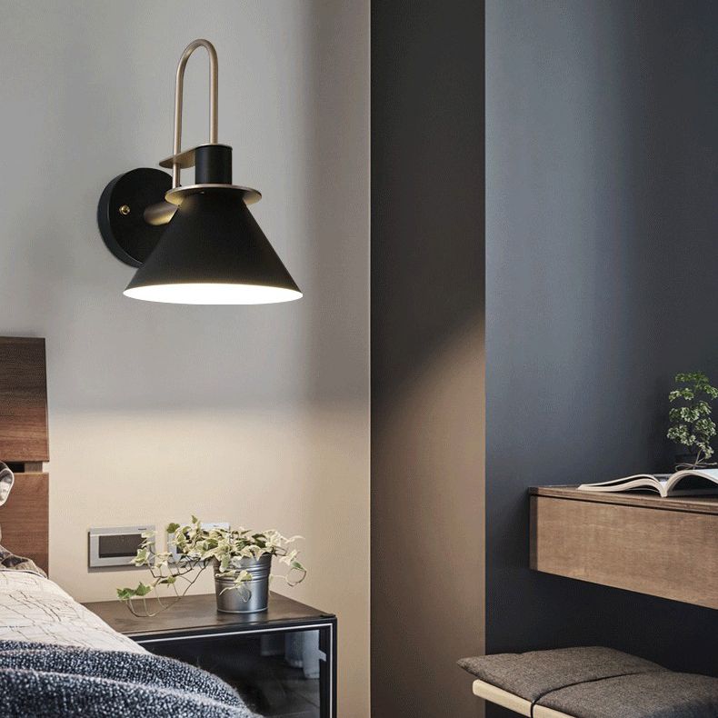 6-Colors Optional Macaroon Wall Lamp Single Bulb Nordic Style Cone Sconce Light for Bedroom Corridor