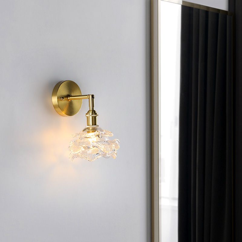 Glass Flower Wall Sconce Lighting Industrial Style 1 Light Wall Lamps