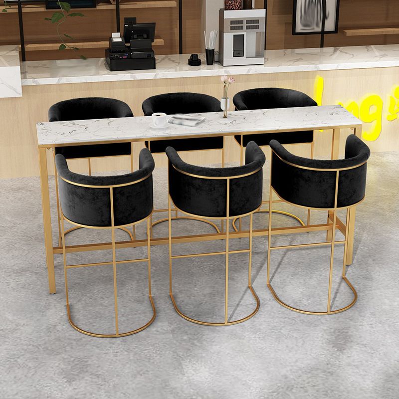 Glam Bar Set 1/2/4/7 Pcs Marble Bar Table with Upholstered Stools