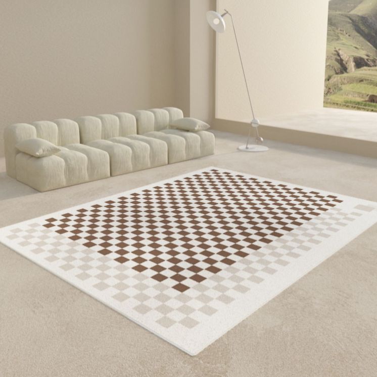 Multicolor Gingham Print Rug Polyester Carpet Trendy Anti-Slip Backing Indoor Rug for Living Room