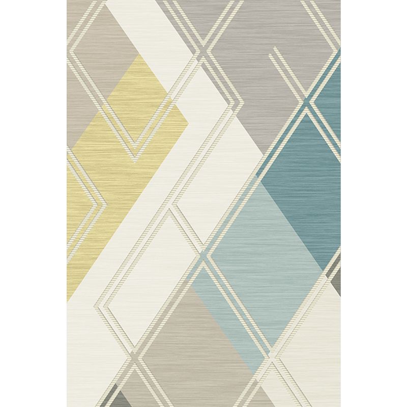Minimalist Colorblock Geometric Pattern Rug Beige Polyester Rug Washable Pet Friendly Non-Slip Area Rug for Living Room