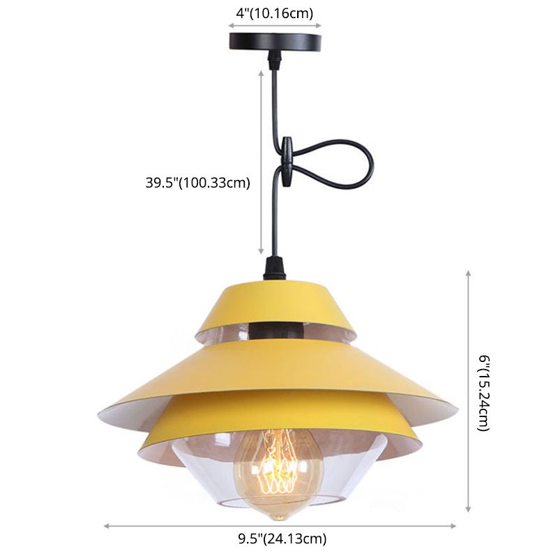 Lagen ontwerp Noordse macaroon-stijl hangend licht 1-licht eenvoud metalen suspensielampje