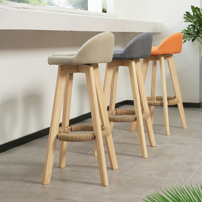 Scandinavian Rubberwood Upholstered Barstool Matte Finish Home Stool
