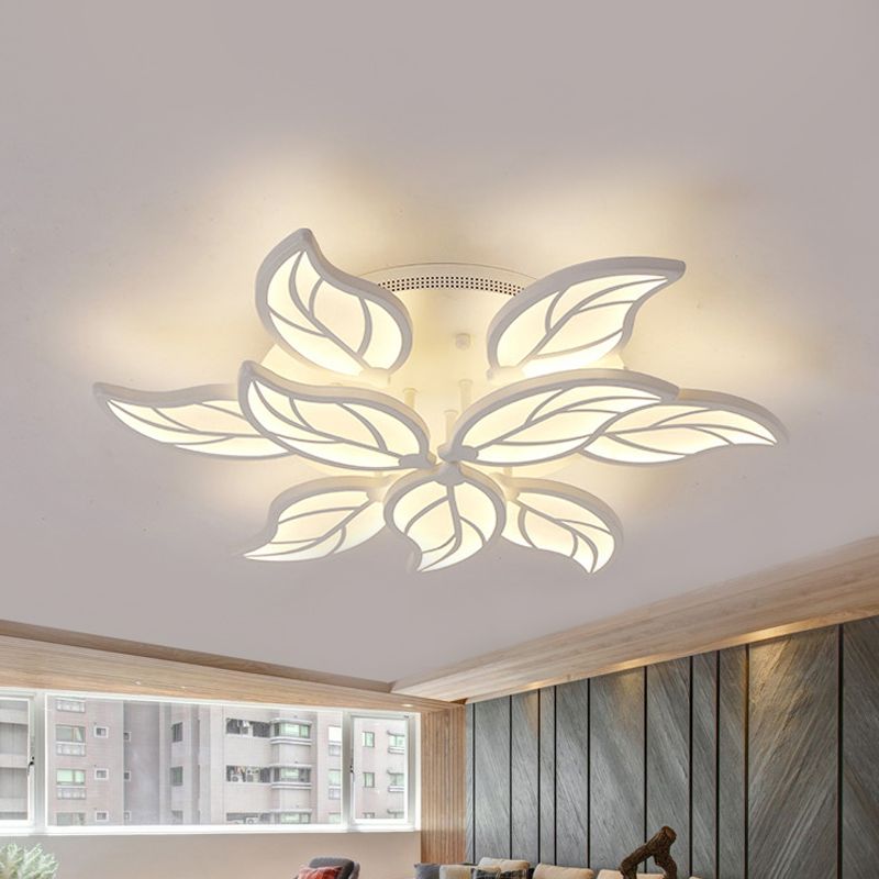 1/2-Tier Leaf Acrylic Flush Light Fixture Contemporary White LED Ceiling Lamp in Warm/White Light, 22"/27" Wide