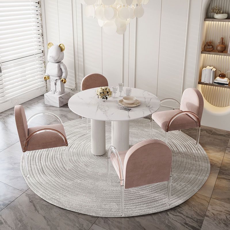 Modern 1/5 Pieces Dining Set Round Stone Dining Table for Dining Room Kitchen