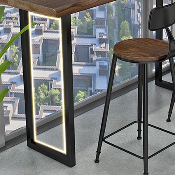 Modern Style Wood 1/2/3 Pieces Bar Table Set Rectangle Bar Table with Metal Legs