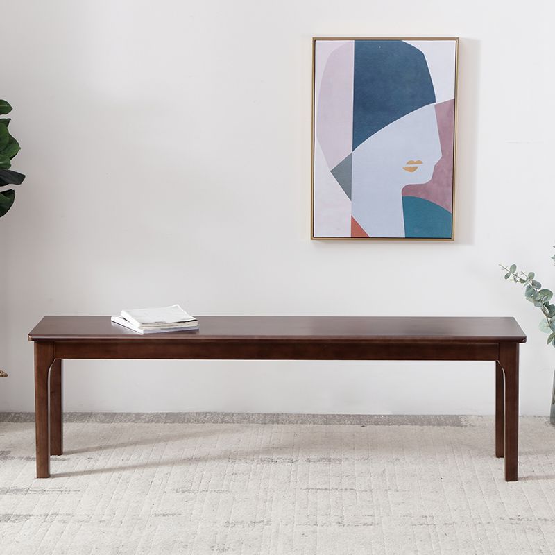 Contemporary Rubber Wood Seating Bench Rectangle Bedroom Bench with Straight Legs