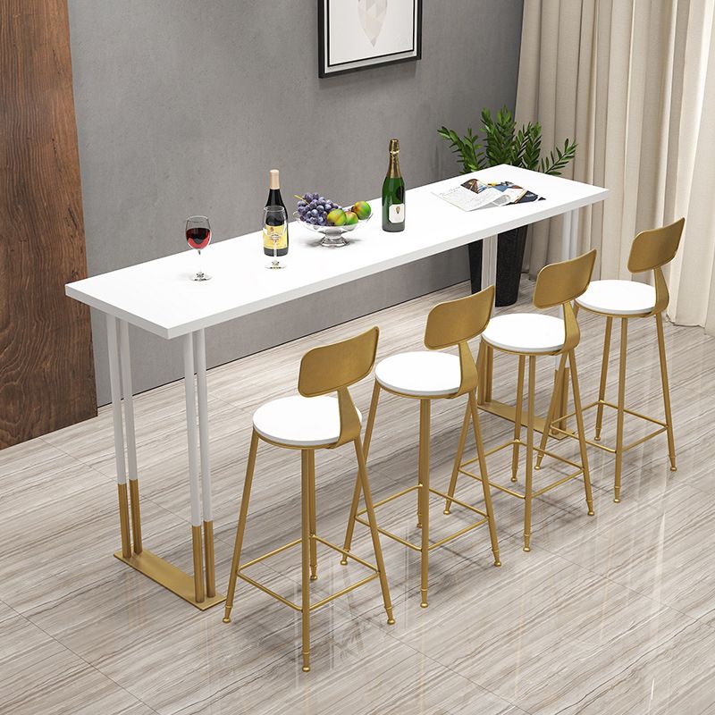 Solid Wood Bar Dining Table Traditional Luxury Bar Table with Sled Base in Gold
