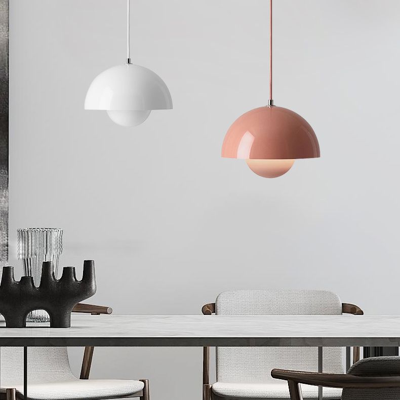 Lampe de suspension hémisphérique de fer à pendentif en fer à pendentif macaron nordique moderne pour espaces intérieurs