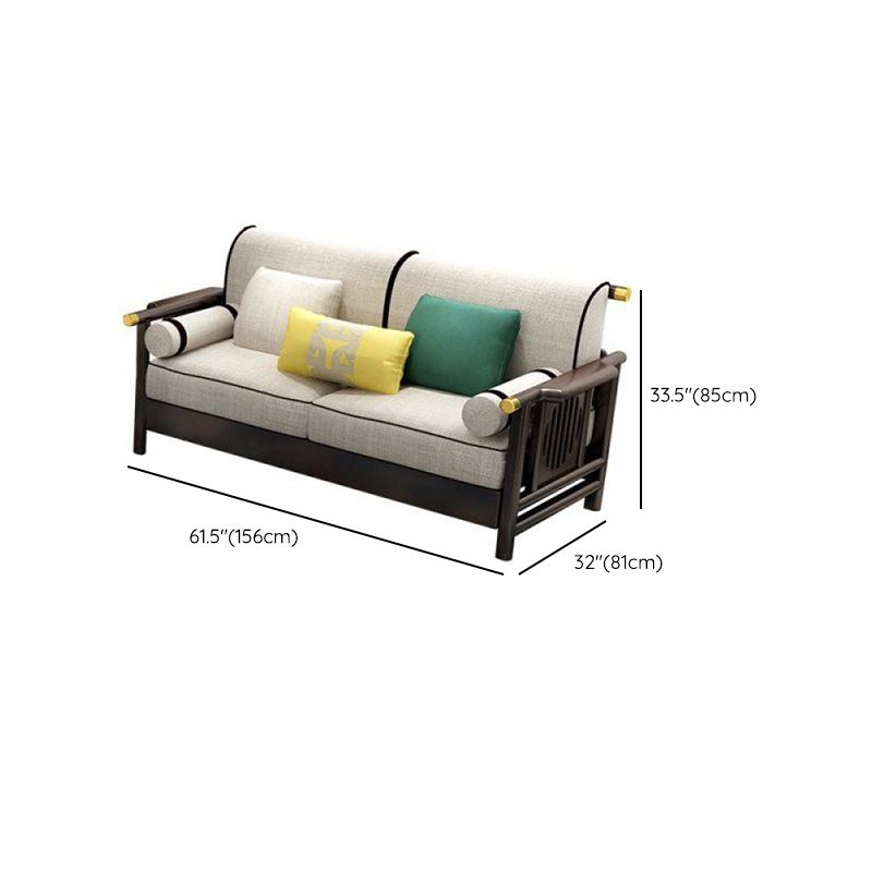 Contemporary Solid Wood Frame Cotton Blend Sofa in Brown For Living Room