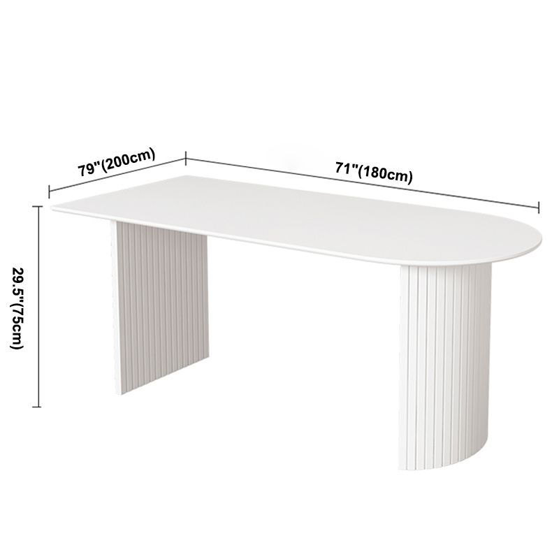Contemporary Dining Table Pine Solid Wood Table with Double Pedestal for Home Kitchen Dinner