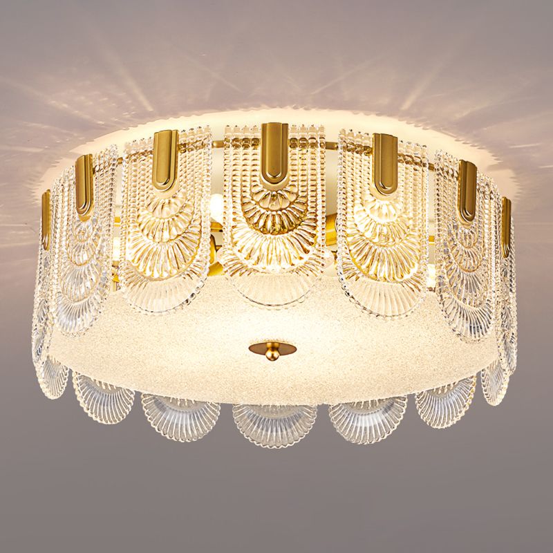 Iluminación de techo de montaje empotrado simple Lámpara de techo de vidrio contemporánea en oro