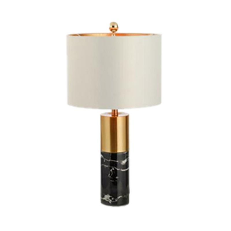 Lampe de table à abat-jour en métal avec base en marbre, style moderne, 1 lumière blanche, éclairage de table pour chambre à coucher