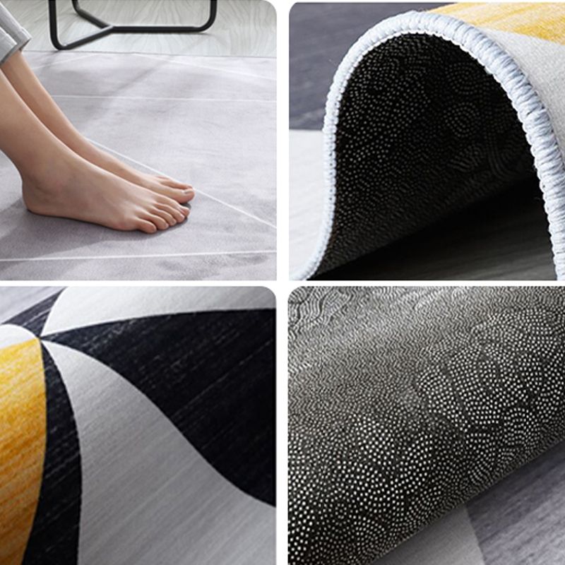 Simple Modern Rug Multi-Color Geometric Print Carpet Anti-Slip Backing Washable Indoor Rug for Living Room