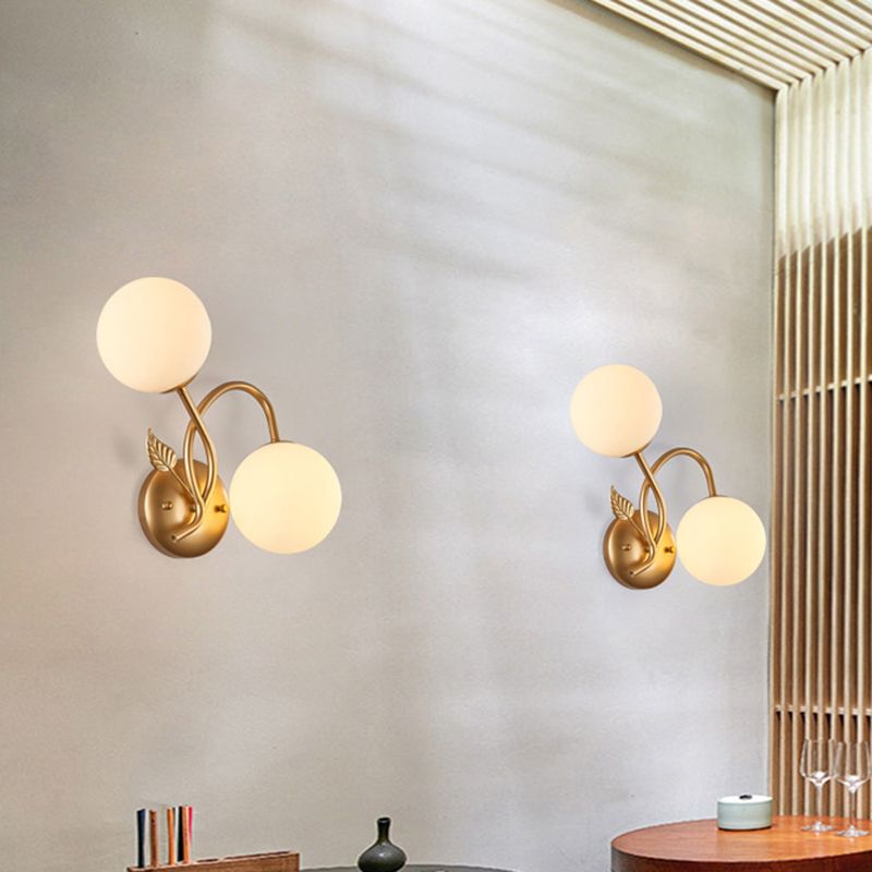 Industrial Style Ball Wall Sconce Glass 2 Light Sconces for Dining Room