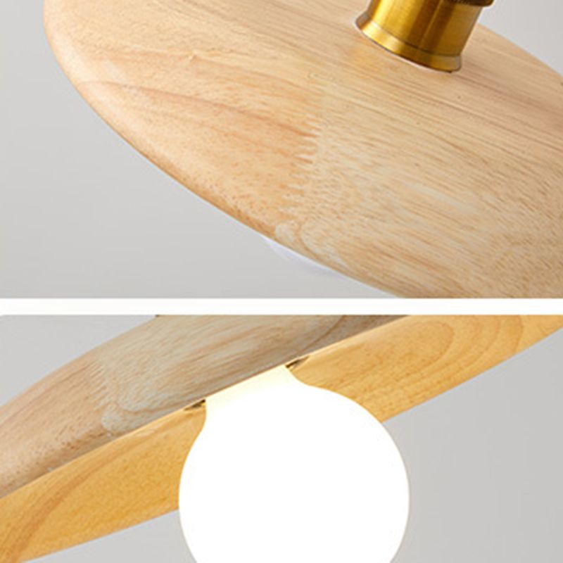 Couvre-pot forme d'éclairage suspendu en bois massif de style moderne 1 lampe de suspension légère pour le chevet